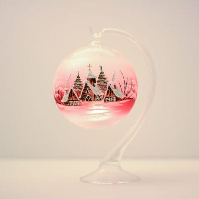 Table & Benches 14 green glass holder bauble on stand 12cm